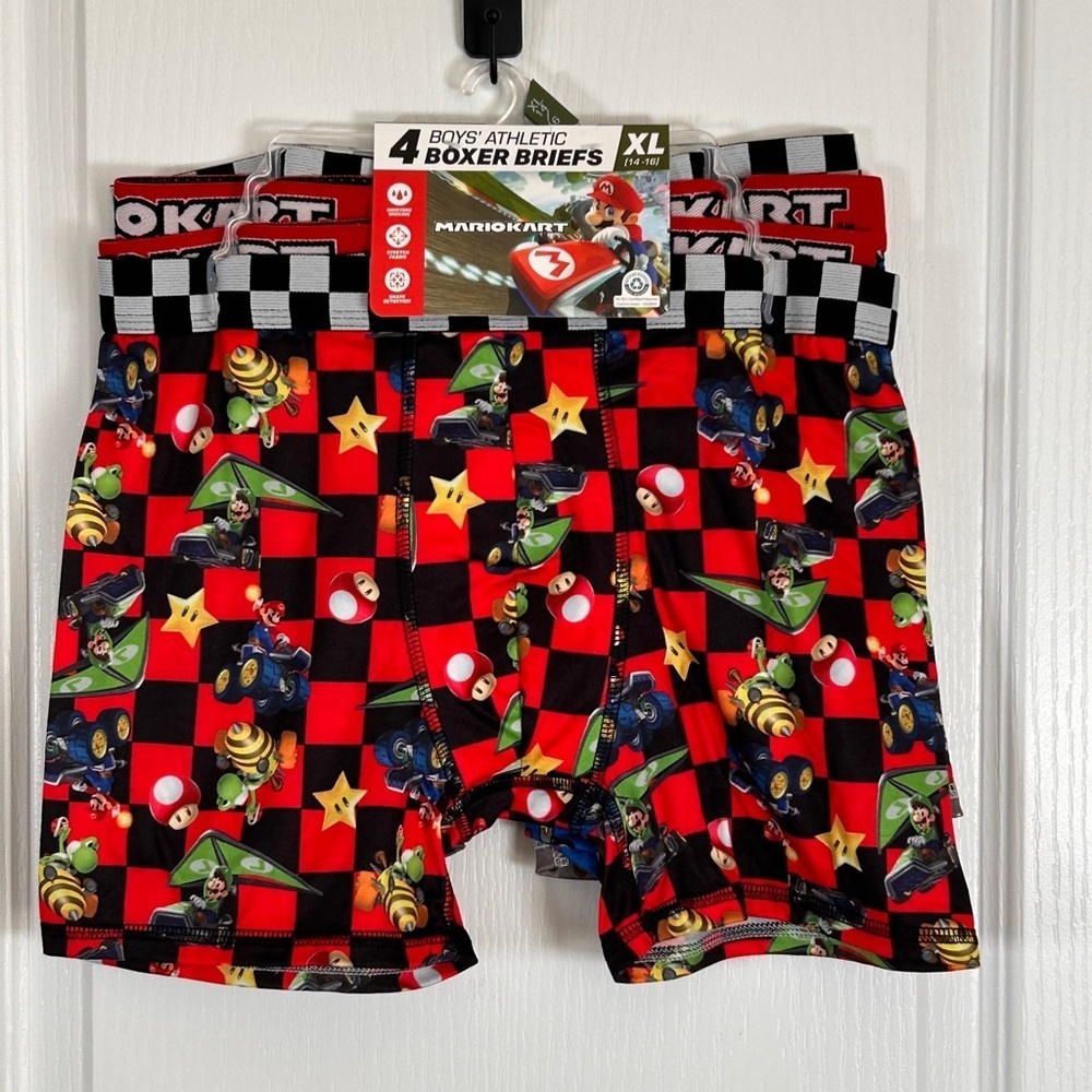 Nintendo Super Mario Boys' Athletic Boxer Briefs 4 Pack XL 14-16